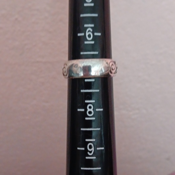 925 Silver Stamped Aqua Blue Square Cut Crystal Scroll Cut Out Ring - Picture 6 of 7